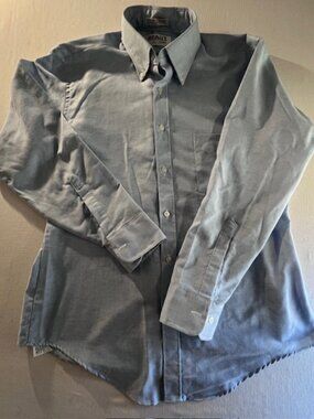 BEALLS blue Oxford Cloth Button Down (OCBD) Made in USA Men's Size 16 32-33